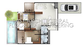 Easy Architecture Floor Plan Render Photoshop [upl. by Dilisio]