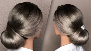 How to make sleek bun Low bun bridal hairstyles [upl. by Elleyoj768]