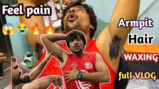 Armpits Hard Hair permanently Removing solution Indian barber shop Vlog 🕯️😭💯🥹painfull ￼waxing ￼ [upl. by Maeve]