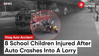 Vizag Accident Auto Collision with Lorry Throws School Children Out 8 Injured Vizag Auto Accident [upl. by Mera]