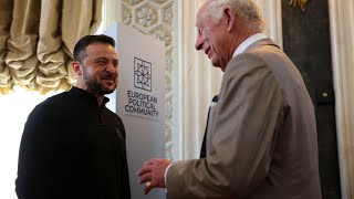 King Charles and Zelensky share laugh as European leaders descend on Blenheim Palace summit [upl. by Ioved]