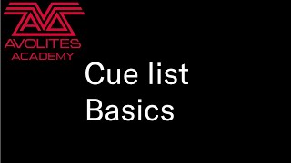 Cue list Basics [upl. by Gervais]