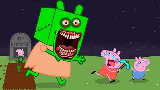 The world of Minecraft Rescue Peppa from the Zombie monster Minecraft  Peppa pig Funny animation [upl. by Guildroy]