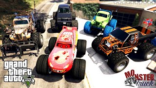 GTA 5  Stealing Monster Truck with Franklin  GTA V Real Life Cars 30 [upl. by Alracal]