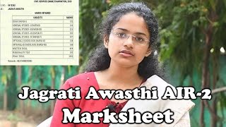 Jagrati Awasthi AIR 2 Marksheet  UPSC Toppers Marks  UPSC CSE 2021 [upl. by Malin]