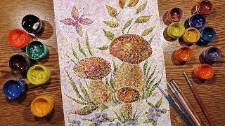 Technique Pointillism  Mushrooms  Gouache  IOTN  Speed Painting [upl. by Mian]