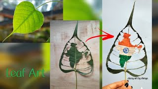 leaf cutting Artleaf carving artmaking India mappeepal leaf artpainting on leaf [upl. by Elkin]