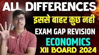 All Differences in Economics  In 10 Minutes  MUST DO for Class 12 Economics Board exam 2024 [upl. by Vergil]