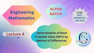 ALPHA BATCH Gate GE 2025 EM Class 4 Determination of MPV by Method of Differences [upl. by Pestana]