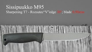 Sissipuukko M95 Ranger Knife  sharpening T7 quotVquot edge 30° blade 090mm [upl. by Cooe261]