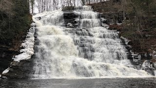 Partially Frozen New York Waterfall  Barberville Falls Poestenkill NY [upl. by Maddy]