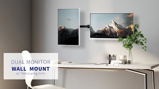 MOUNTTS38B Telescoping Dual Monitor Wall Mount by VIVO [upl. by Yasmar997]