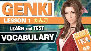 Genki Lesson 1 Vocabulary  LEARN and TEST all 66 Words  Japanese with Video Games [upl. by Doy989]