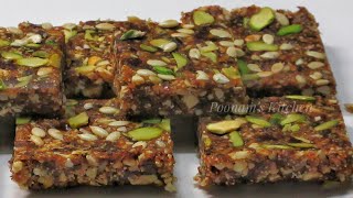 Healthy Dates amp Nuts Energy Bar Recipe  Khajur Pak Recipe  Khajur Burfi Recipe  Winter Special [upl. by Kassi]