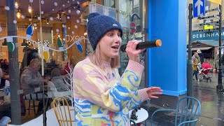 Almost There performed by Ailsa Black on Perth High Street during 2022 Christmas Lights Festival [upl. by Alesram]