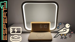 Blonbar Lampada da comodino con orologio e carica smartphone wireless [upl. by Elletnohs]