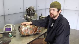 TIG brazing the Panic Attack gas tank using silicon bronze [upl. by Olimac769]