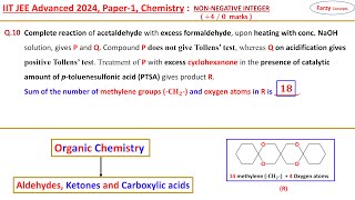 𝐐𝟏𝟎 Complete reaction of acetaldehyde with excess formaldehyde upon heating with conc NaOH soluti [upl. by Ruy]