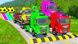 TRANSPORTING PIXAR CARS amp FRUITS WITH COLORED amp JOHN DEERE vs CLAAS vs TRACTORS  BeamNGdrive [upl. by Tedric]