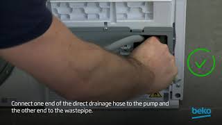 How to connect the direct drainage hose on my tumble dryer before installation  by Beko [upl. by Ymmik]