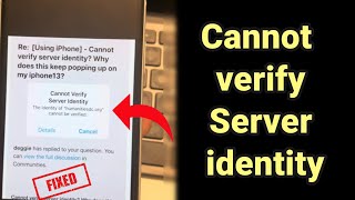 Cannot verify server identity pop up in iPhone  Fix [upl. by Ettenaej]