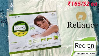 Reliance Recron Certified Dream Fibre Pillow 41X61Microfiber White2₹165 ea 4k unboxing [upl. by Douglass708]