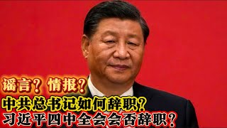 习近平 四中全会 辞职？中共总书记如何辞职？情报还是谣言？ [upl. by Daph]