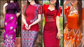 Adorable fancy and casual Myanmar dresses and beautiful ethnic style bodycon Burmese dresses part 1 [upl. by Malynda]