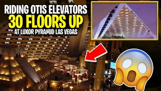 Riding Otis Elevators 30 Floors Up At Luxor Pyramid Las Vegas Nevada Inclinator Funicular Elevators [upl. by Kirchner393]