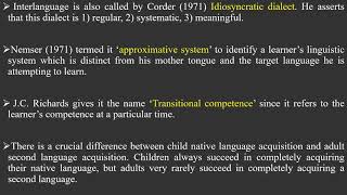 Applied Linguistics  Lesson 10  Interlanguage [upl. by Cruce]