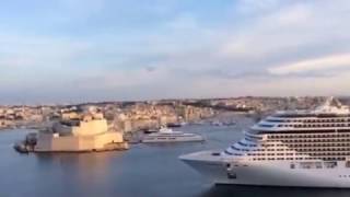 a cruise ship leaving Valletta harbour in Malta [upl. by Atsirak795]