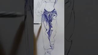 How to draw clothes 👖Drawing tricks of baggy trousers shorts viral [upl. by Brennan]