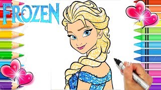 Elsa GLITTER Coloring Page  Printable Elsa Coloring Page  Disney Princess Coloring Book [upl. by Maxantia]