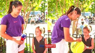 quotIt made my heart smilequot  Emma Raducanu meets young fan who praised her in US Open interview 🥰 [upl. by Esnohpla]