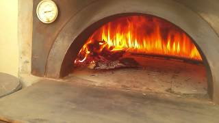 Hybrid pizza oven works using gas and firewood فرن بيتزا يعمل بالغاز و الحطب [upl. by Nwahsar]