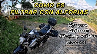 filtrando con maletas y alforjas y tips para viajar con alforjas y maletero gixxer250 [upl. by Tiphani]