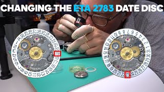 Watch Repair ETA 2783 Changing The Date Disc in a Vintage Mechanical Wristwatch [upl. by Sherwynd28]