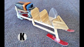 Как сделать снегоход из моторчика и палочек  How to make a snowmobile from a motor and sticks [upl. by Letnuahs]