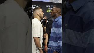 Israel Adesanya STEPS to Dricus Du Plessis in HEATED face off at final presser [upl. by Kazmirci]