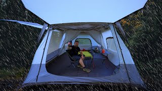 Rain Camping in the Largest Tent That I Have Ever Used [upl. by Ecirtra]