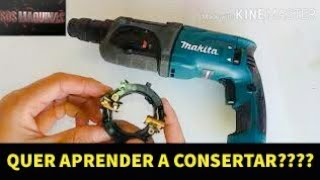 MARTELETE MAKITA HR2470  Como Trocar o Carvão e o Porta Escova DIY [upl. by Laktasic]