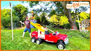 Fixing power outage with power wheels bucket truck and lighting bug lantern Educational  Kid Crew [upl. by Bausch614]