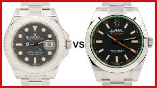 ▶ Rolex YachtMaster 40 vs Milgauss 40mm  WATCH COMPARISON [upl. by Lolande]