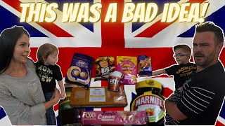 AMERICANS TRY BRITISH SNACKS WITH THEIR KIDSAND REGRETS IT [upl. by Ylloj750]