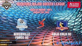 January 21st WSF Div 1 Niverville Force SC vs Colo Colo SC [upl. by Atoiganap665]