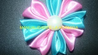 Como hacer Flor de tela KanzashiHow to make Kanzashi fabric flower [upl. by Luisa21]