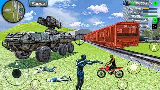 Black Hole Rope Hero Vice Vegas  Military Vehicles Driving at Train Station  Android Gameplay [upl. by Menard]