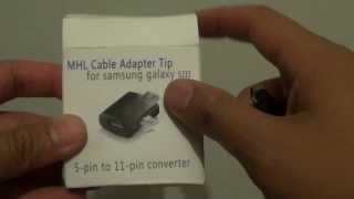 MHL Cable Adapter Tip to Convert 5Pin to 11Pin on Samsung Galaxy S2 to Galaxy S3S4 HDMI HDTV [upl. by Arlene]