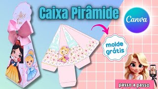 Como fazer caixa pirâmide no canva  Molde grátis  Papelaria personalizada [upl. by Aneetsirk]