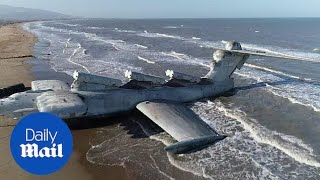 Drone shows abandoned Sovietera plane dubbed the Caspian Sea Monster [upl. by Tamer]